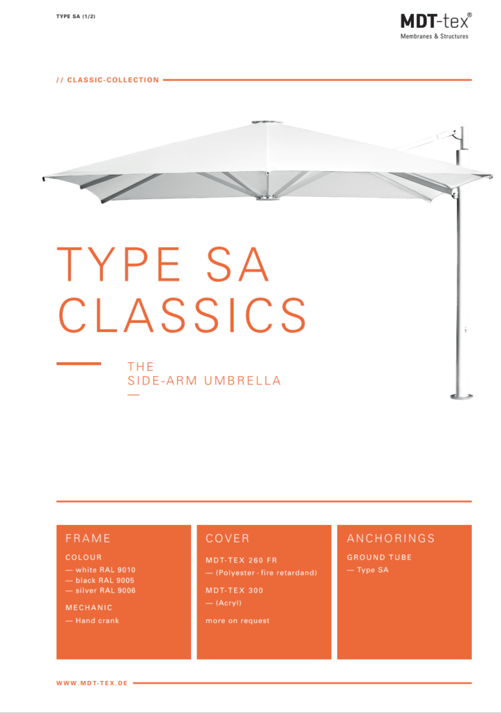 Sonnenschirm Typ SA Classics, side-arm Umbrella, Freiarmschirm Garten Hamm, Freiarmschirm Gastro,