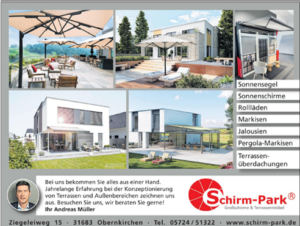 Schirm-Park Obernkirchen, Sonnensegel Schaumburg, Sonnenschirme Hannover, Rolläaden Peine, Markisen Garten Stade, Jalousien Fenster, Pergola-Markisen Garten Sonnenschutz, Terrassenüberdachungen Niedersachsen
